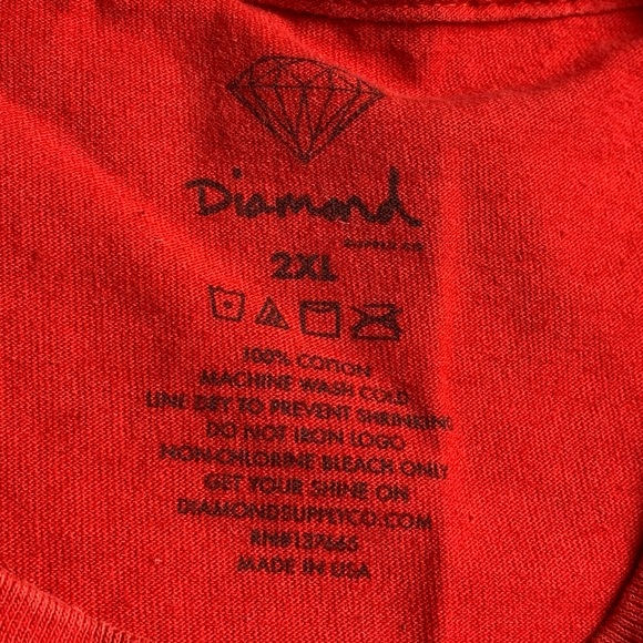💵Diamond Supply Company Red Heavy Cotton Tee Size 2XLarge - Picture 9 of 9